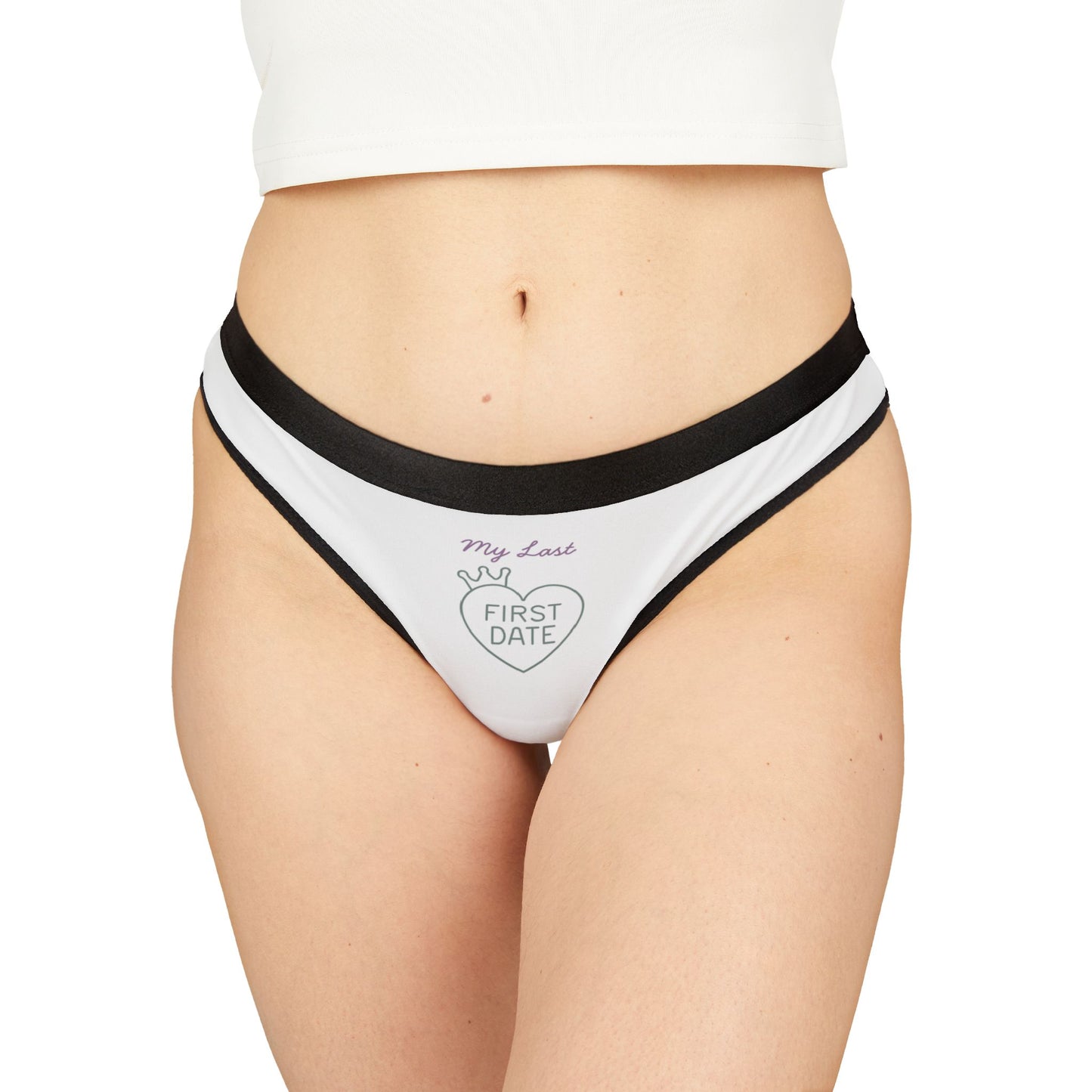 Cute First Date Women's Thongs, Best Gift for Her, Fun Lingerie, Underwear for Romantic Occasions, Comfortable Cotton Thong